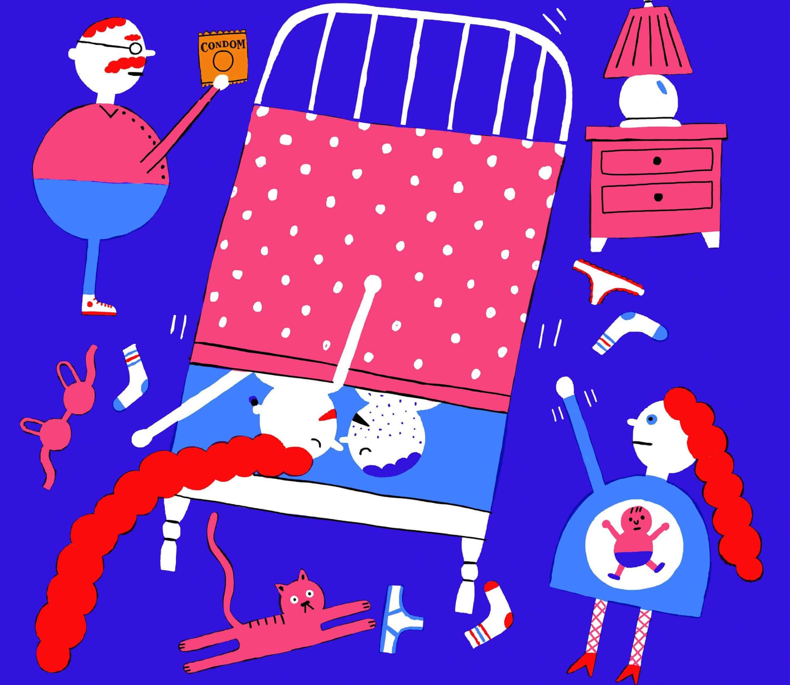 Illustration d'un couple dans un lit